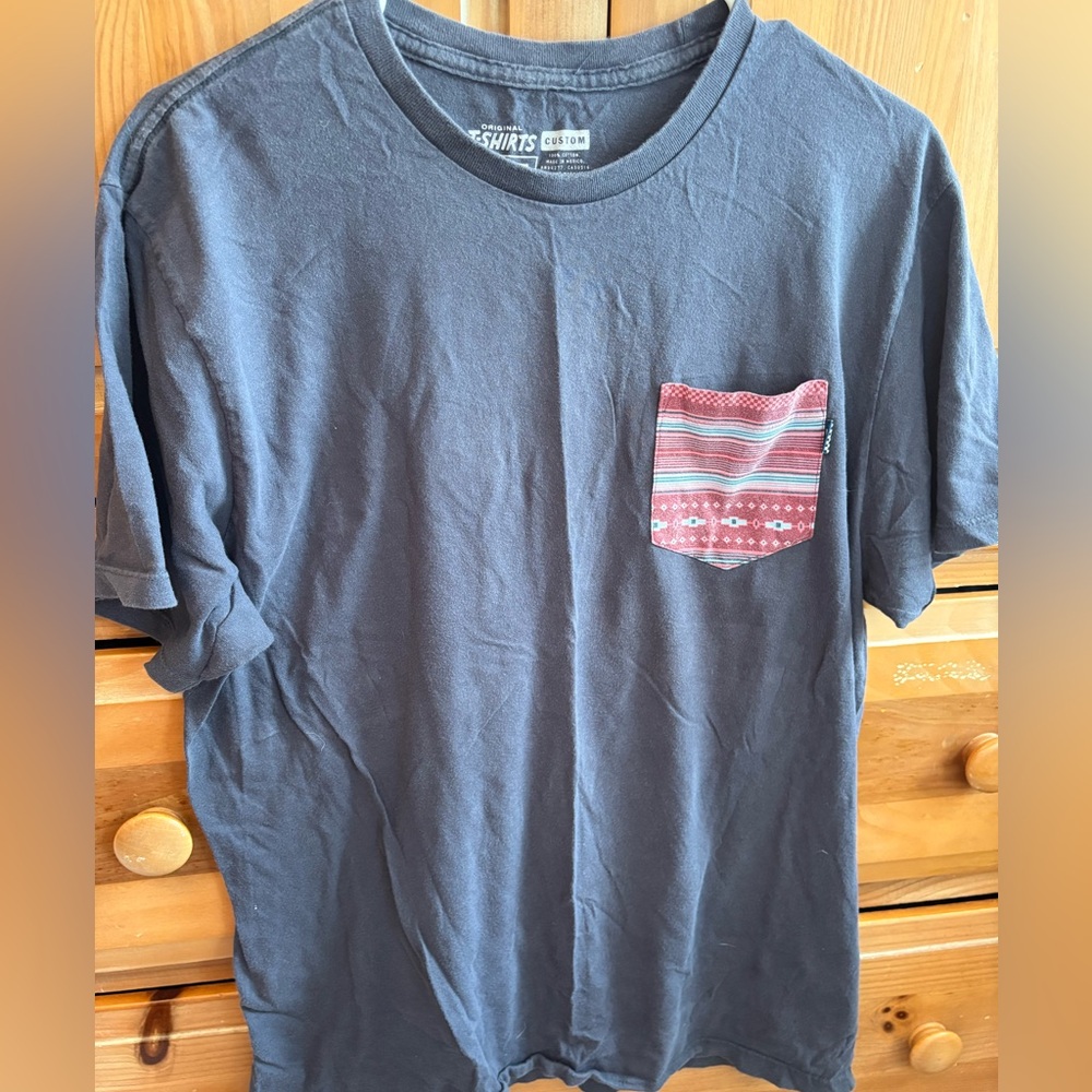 Vans Navy Short-Sleeve Tee with Red Patterned Pocket